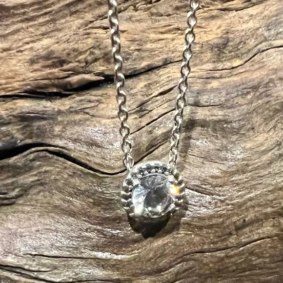 Authentic Pandora Necklace Choker Round Sparkle Halo 925 Brilliant Cut Cz 15-18” - Picture 5 of 9